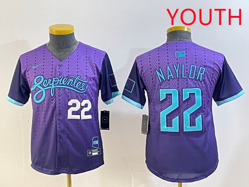 Youth 2025 Arizona Diamondback #22 Naylor Purple Joint Name Nike MLB Jersey style 2->youth mlb jersey->Youth Jersey